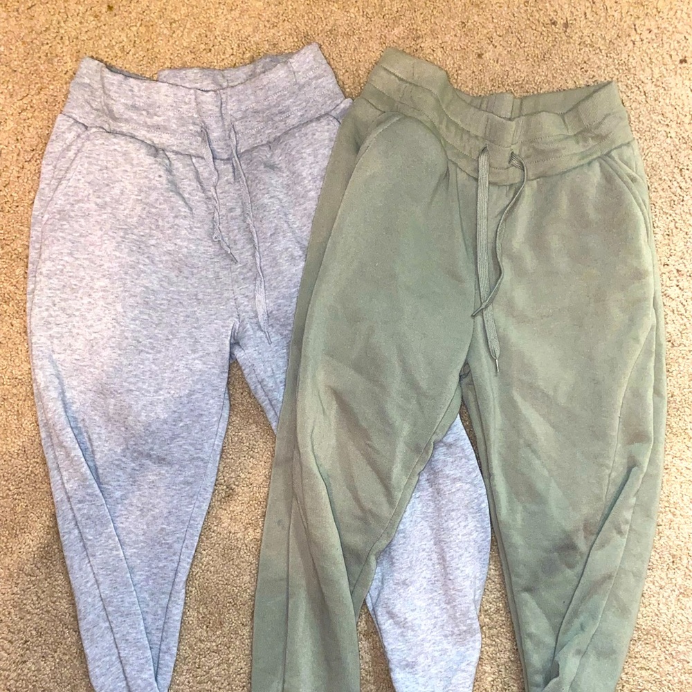 Light Gray and Sage Green Sweatpants